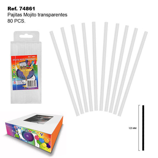 TB1958 80 Mojito Transparent Straws, 12.5cm x 5mm