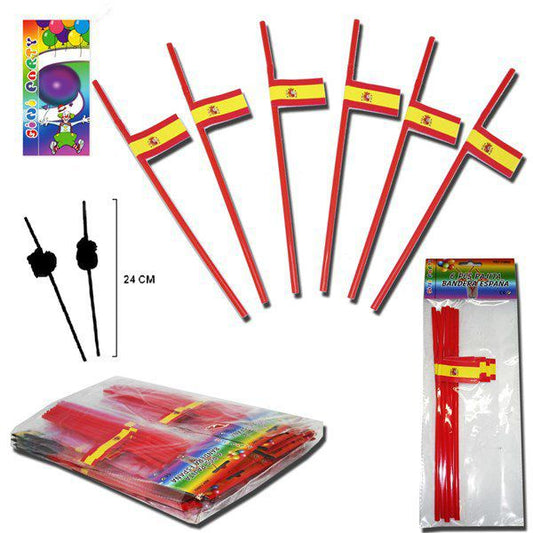 TB1959 6PCS. ESPAÑA FLAG STRAW