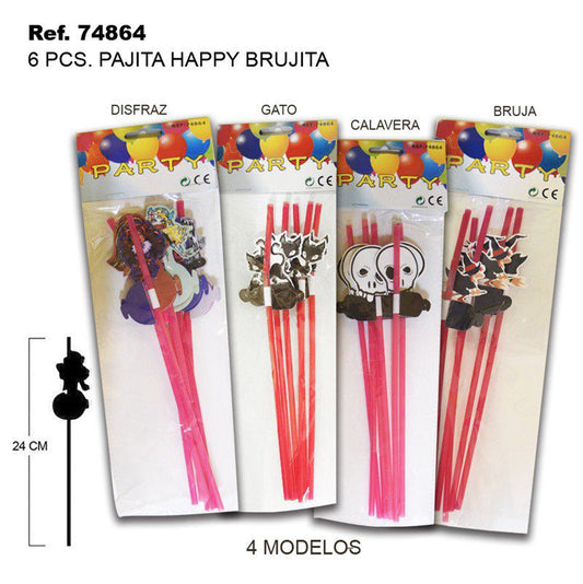 TB1961 6PCS. Happy Witch Straws