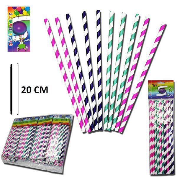 TB1968 Set of 10 Striped Paper Straws