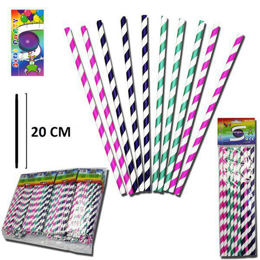 TB1968 Set of 10 Striped Paper Straws