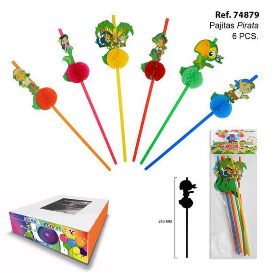 TB1974 Set of 6 Pirate Party Straws.