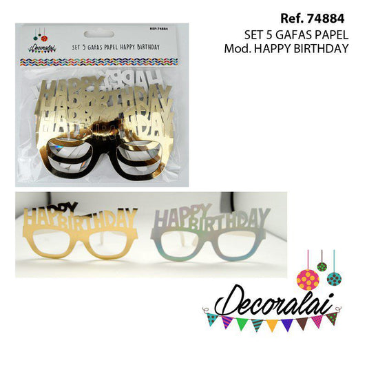 TB1976 SET 5 HAPPY BIRTHDAY PAPER GLASSES