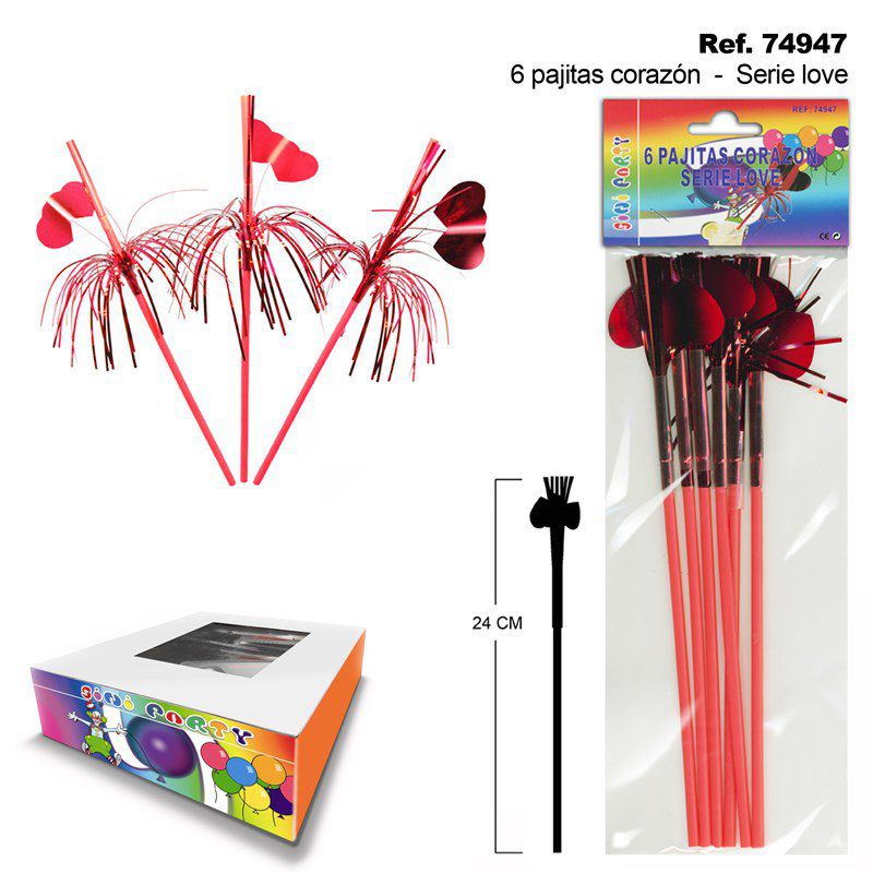 TB1984 6 Heart Straws, LOVE Series