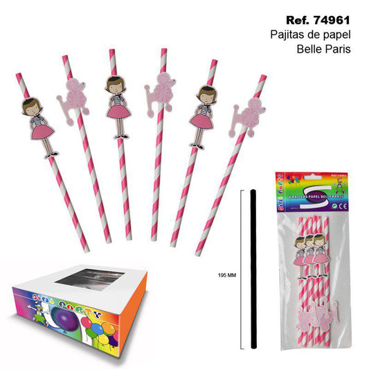 TB1989 Set of 6 Belle Paris Paper Straws