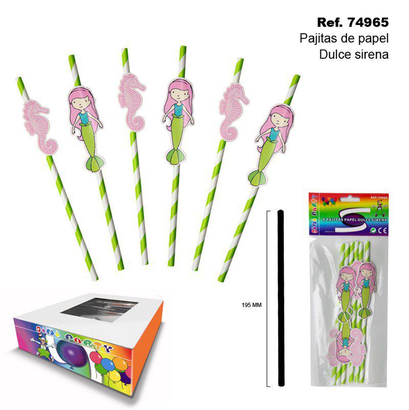 TB1993 Set of 6 Siren Sweet Paper Straws