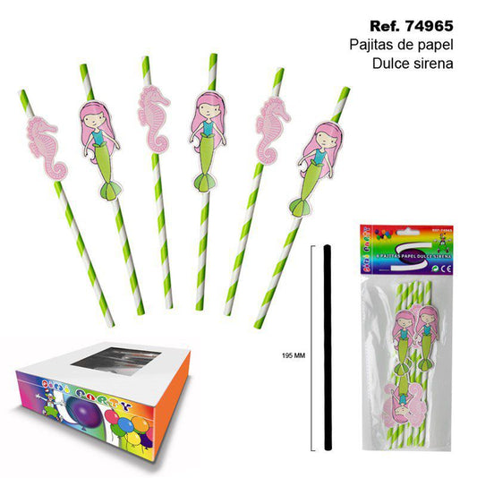 TB1993 Set of 6 Siren Sweet Paper Straws