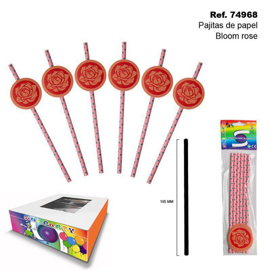TB1996 Set of 6 Paper Straws Bloom Rose