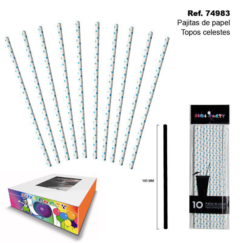 TB2011 Set of 10 Light Blue Paper Straws
