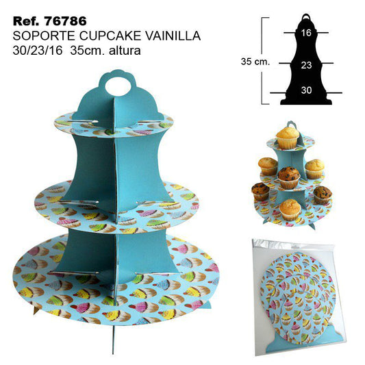 TB2022 Vanilla Cupcake Stand, dimensions 30/23/16 cm, total height 35 cm.