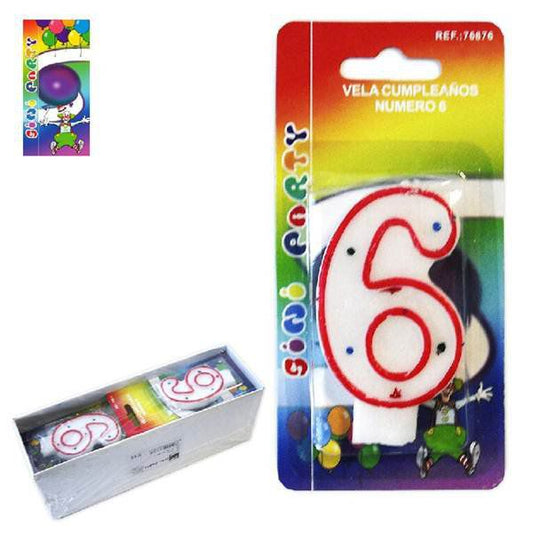 TB2035 Birthday candle in the shape of the number 6.