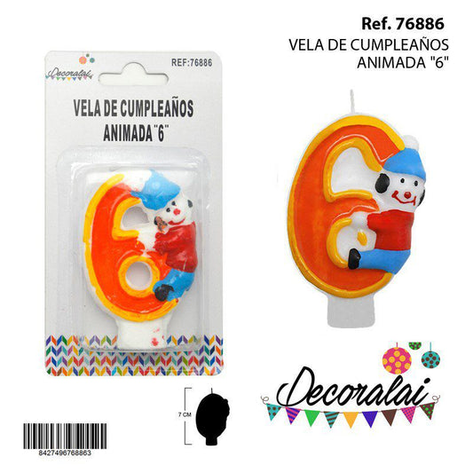 TB2044 Animated Birthday Candle "6"