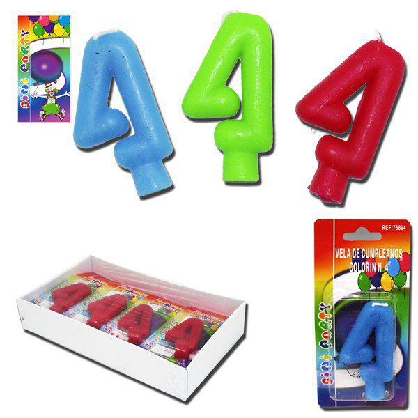 TB2052 Colorin "4" Birthday Candle
