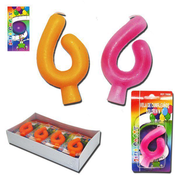 TB2054 COLORIN "6" Birthday Candle