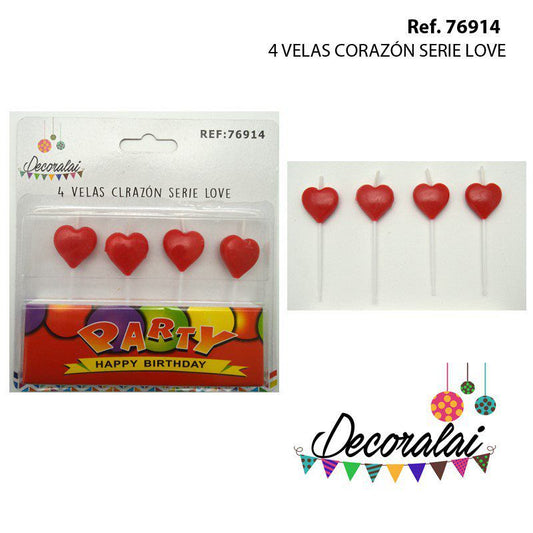 TB2061 4 Heart Candles Love Series