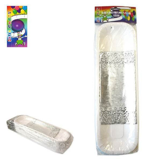 TB2067 TRAY ARM WITH SILVER LEAF, 3 UNITS, 10x36 CM.