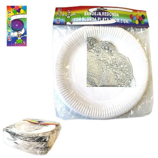 TB2071 Round tray with silver edging