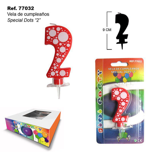 TB2103 "2" Special Dots Birthday Candle