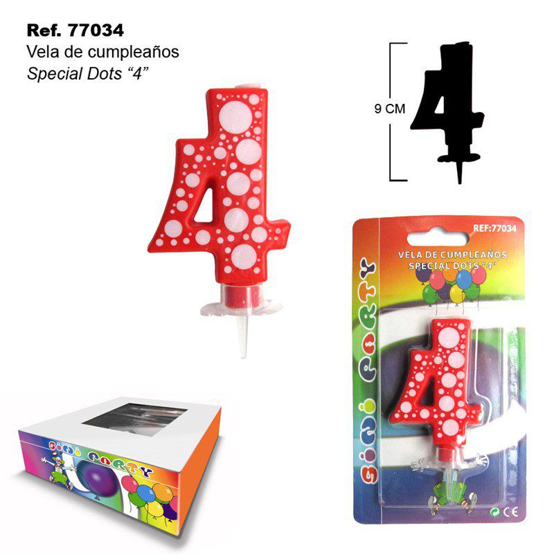 TB2105 SPECIAL DOTS "4" BIRTHDAY CANDLE