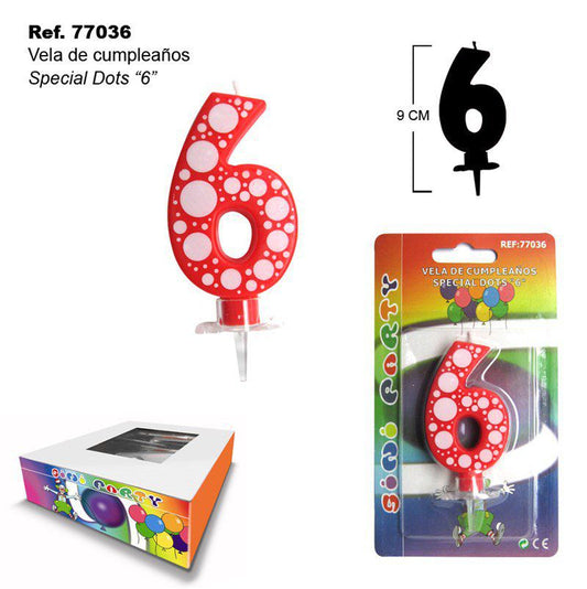 TB2107 Special Dots Birthday Candle "6"