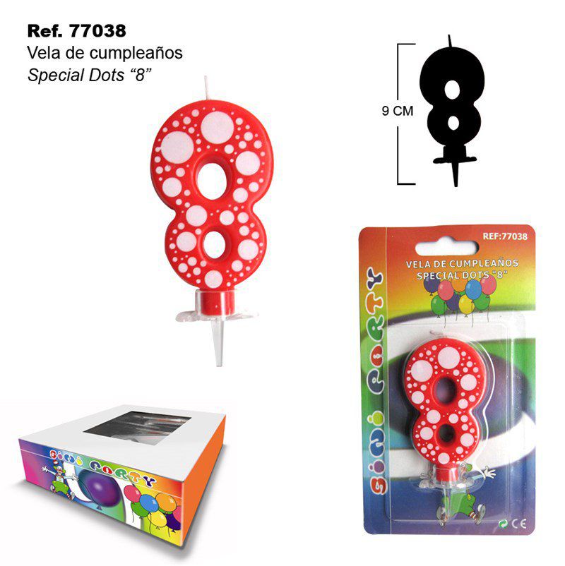 TB2109 Special Dots Birthday Candle "8"