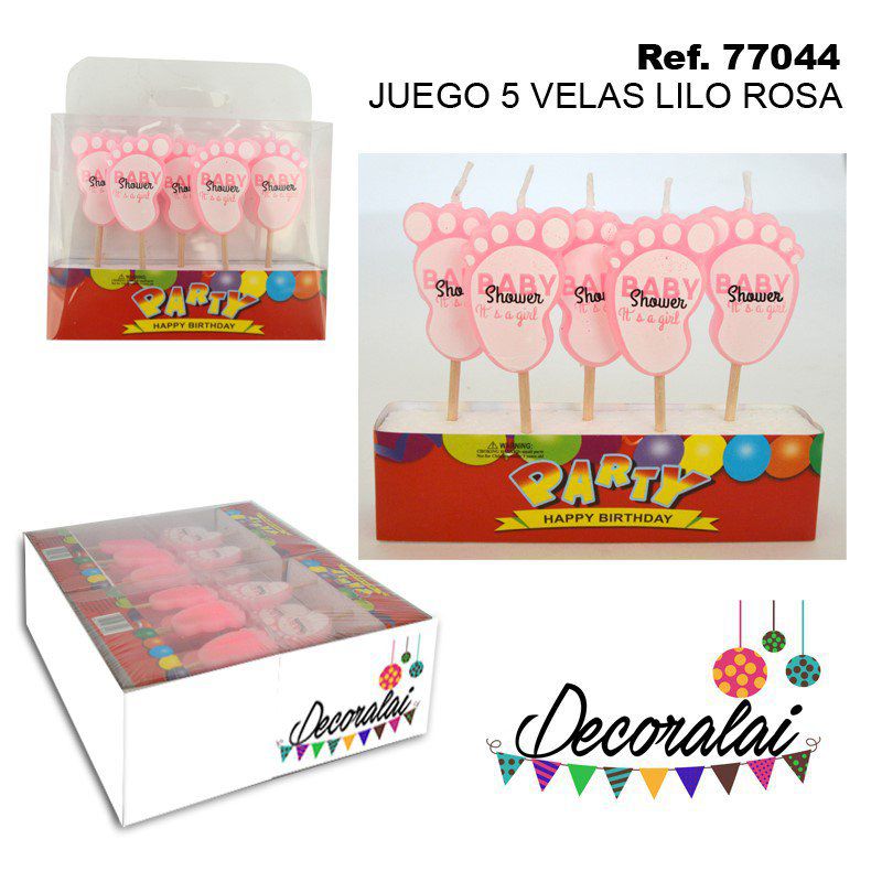 TB2114 Set of 5 Lilac Pink Candles