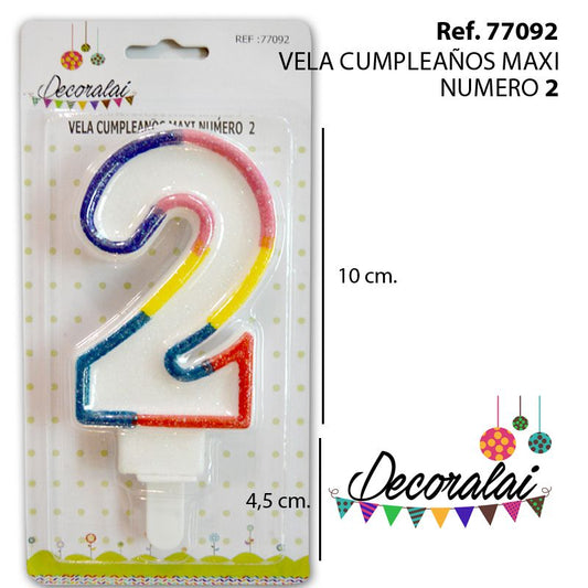 TB2119 Maxi Number 2 Birthday Candle