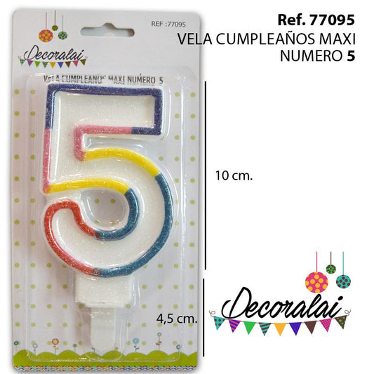 TB2122 Maxi Number 5 Birthday Candle