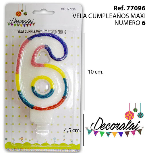 TB2123 Maxi Number 6 Birthday Candle