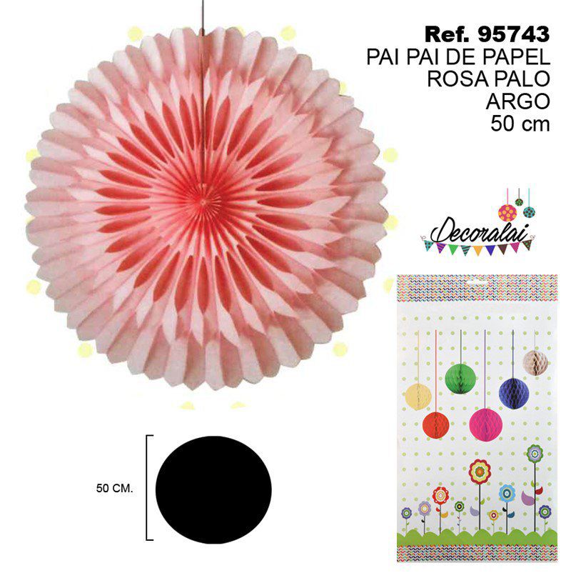 TB2209 Pink Paper Streamer Garland on Pole, 50CM