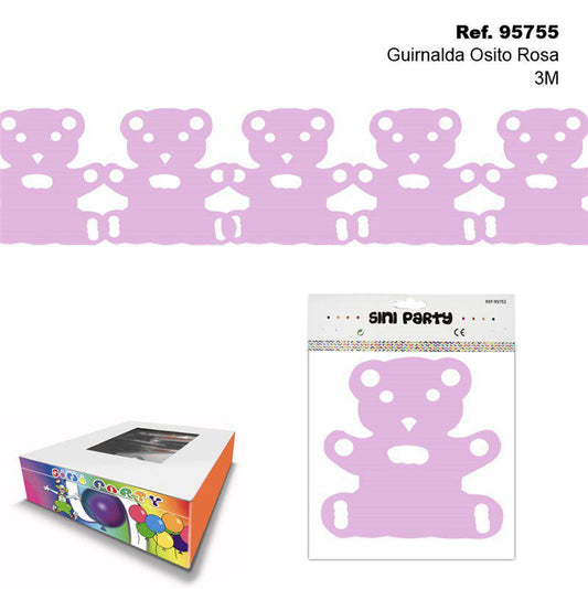 TB2221 Pink Bear Garland, 3 meters.