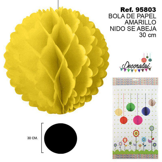 TB2254 Yellow Honeycomb Paper Ball, 30cm