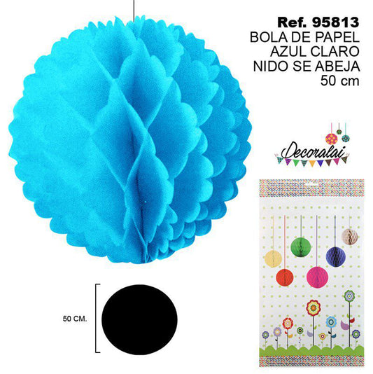 TB2262 Light Blue Paper Beehive Ball, 50cm.