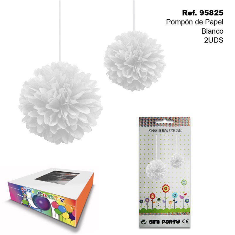 TB2274 White Paper Pom-Pom 42cm, 2 units