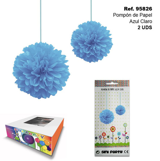 TB2275 Light Blue Paper Pompom 42CM 2 Units