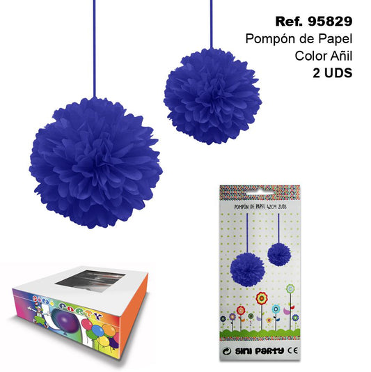 TB2278 Indigo Paper Pom-Pom 42CM, 2 Units.