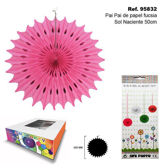 TB2279 Fuchsia Sunrise Paper Fan Decoration, 50CM