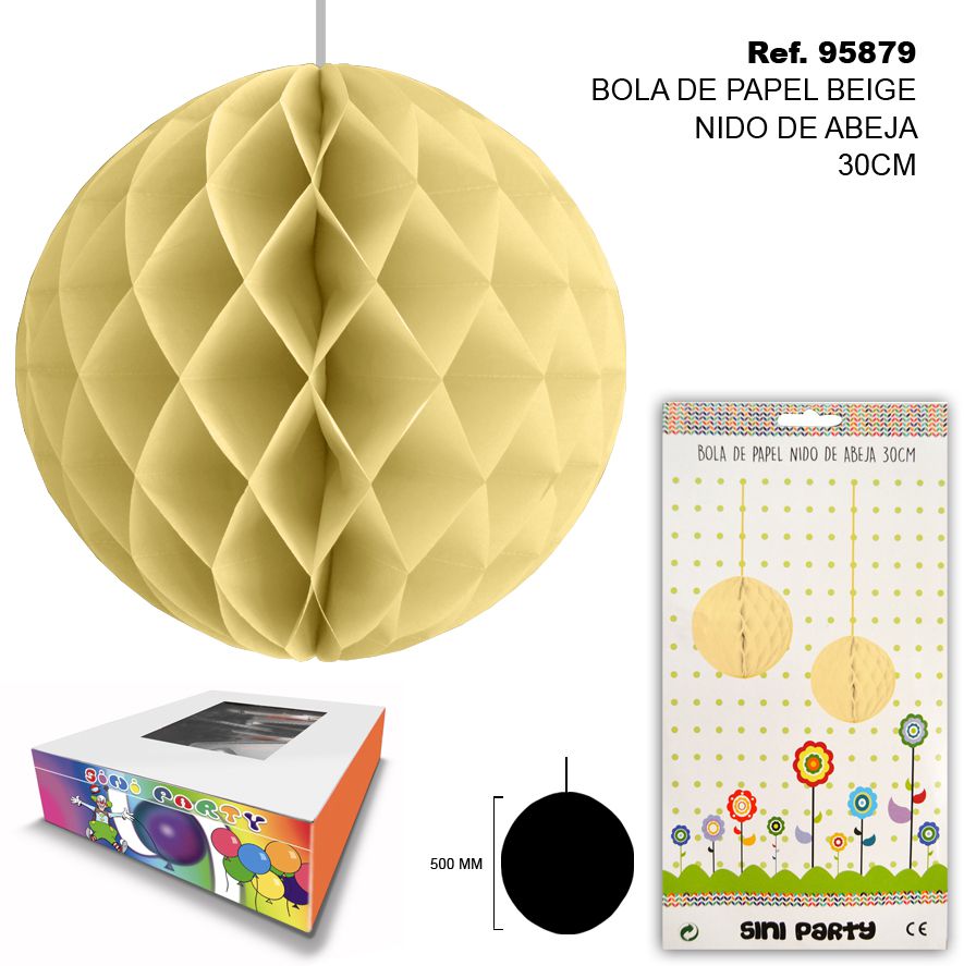 TB2307 Beige paper ball designed to resemble a beehive, perfect for party decorations.