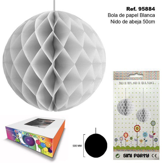 TB2309 White paper ball resembling a beehive, 50cm.