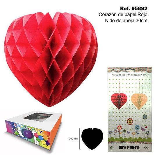 TB2315 Red Paper Heart Honeycomb, 30CM