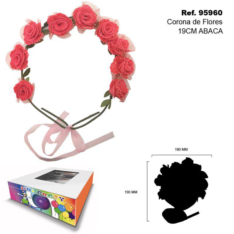TB2323 A decorative floral crown made from ABACA material, measuring 19cm.