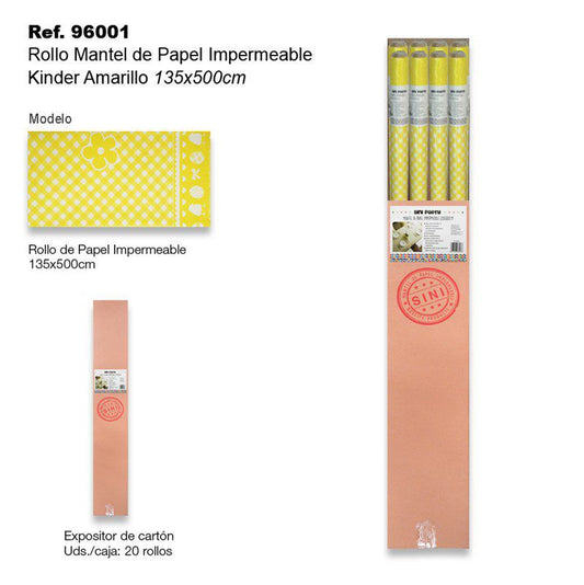 TB2328 Waterproof Paper Tablecloth Roll 135x500cm Kinder Amarillo