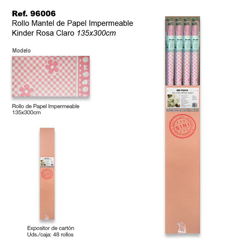 TB2333 Impermeable paper napkin roll, 135x300cm, Light Pink.