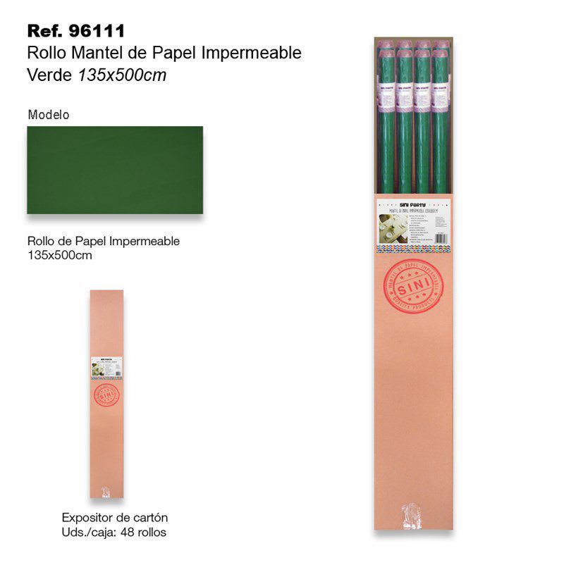 TB2374 Waterproof Paper Tablecloth Roll 135x500cm Green