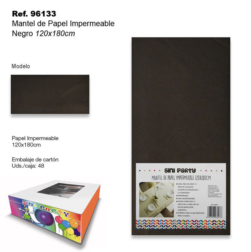 TB2396 Waterproof Paper Tablecloth 120x180cm Black