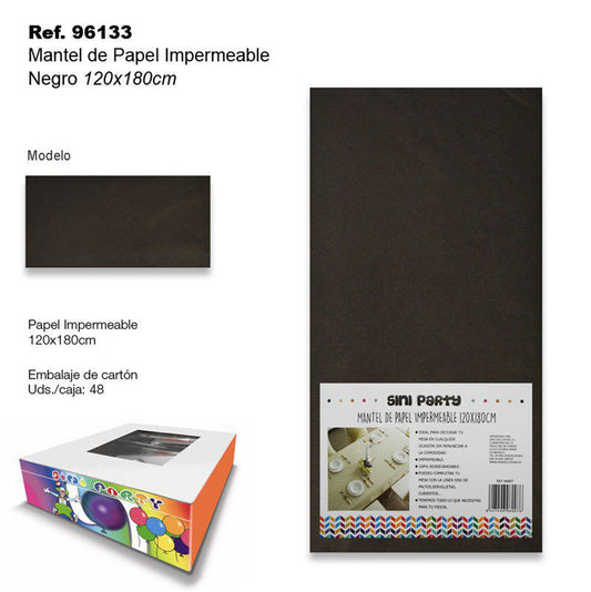 TB2396 Waterproof Paper Tablecloth 120x180cm Black