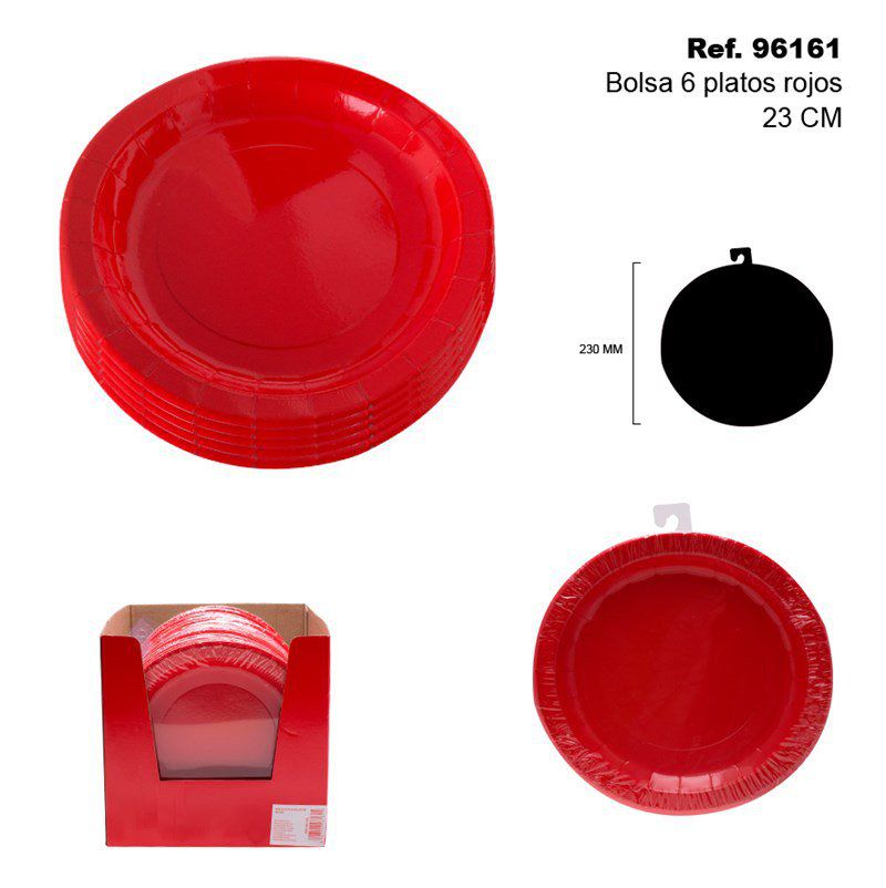TB2412 A set of 6 red plates, 23cm in diameter.