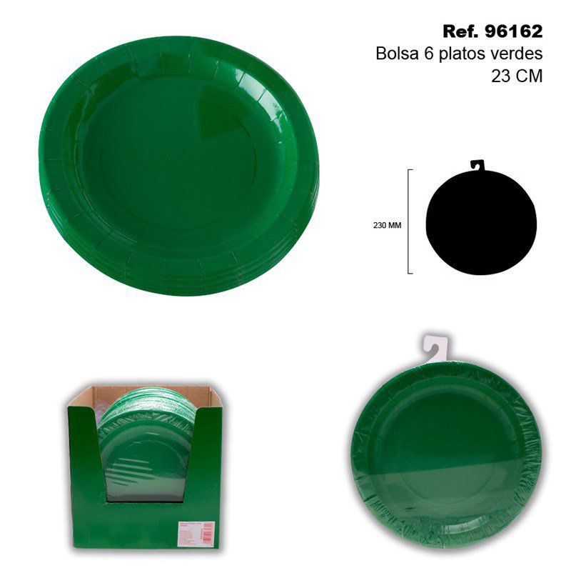 TB2413 Disposable bags for 6 plates, measuring 23cm, colored green.