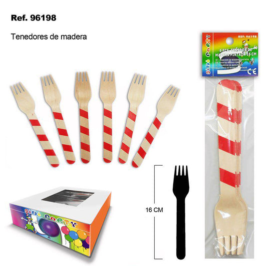 TB2430 6 PCS. 16 CM Painted Wooden Forks