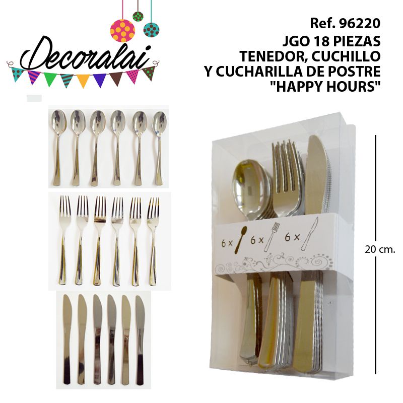 TB2437 18-Piece Fork, Knife, and Dessert Spoon Cutlery Set "Happy Hours"